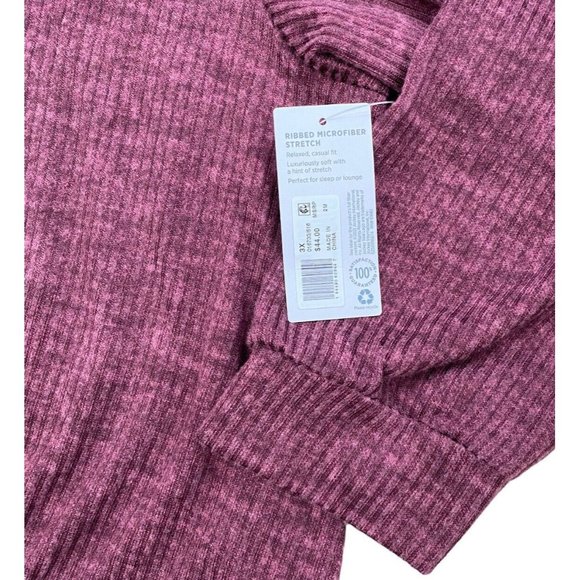 Jockey Lounge Sweater Sz 3X Ribbed Microfiber Stretch Button Up Maroon L/S NWT - Picture 10 of 10